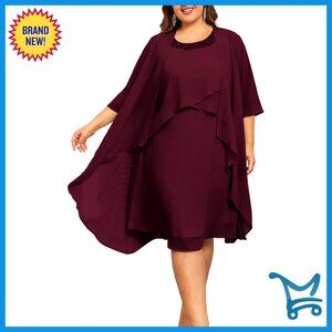 Plus Size Formal Dress Set with Jacket Elegant Mother of Bride Wedding Guest